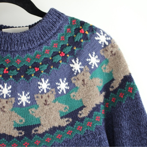 Blue Patterned womens Sweater 100% cotton - Picture 2 of 2